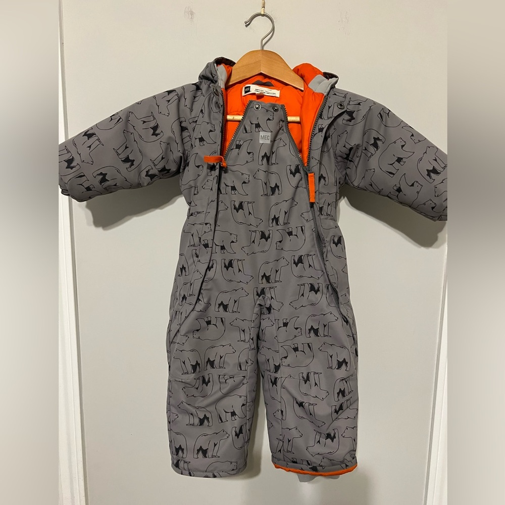 MEC Toaster Snowsuit Kids Grey Snowsuit with Orange Lining